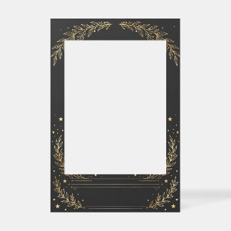 Celestial Gold Foliage & Black Welcome Sign Frame Selfie Frame