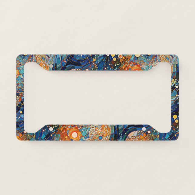 Celestial Gold Galaxy License Plate Frame (Front)