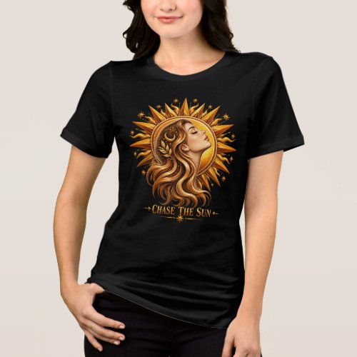 Celestial Gold Goddess Sunburst "Chase The Sun" Ar Tri-Blend Shirt