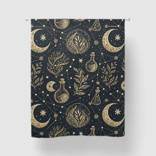 Celestial Gold Line Art - Moon Phases and Potions Blackout Curtains
