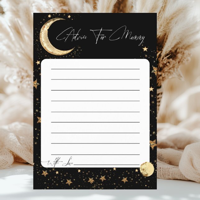 Celestial Gold Moon Advice for Mommy Baby Shower Flyer (Creator Uploaded)