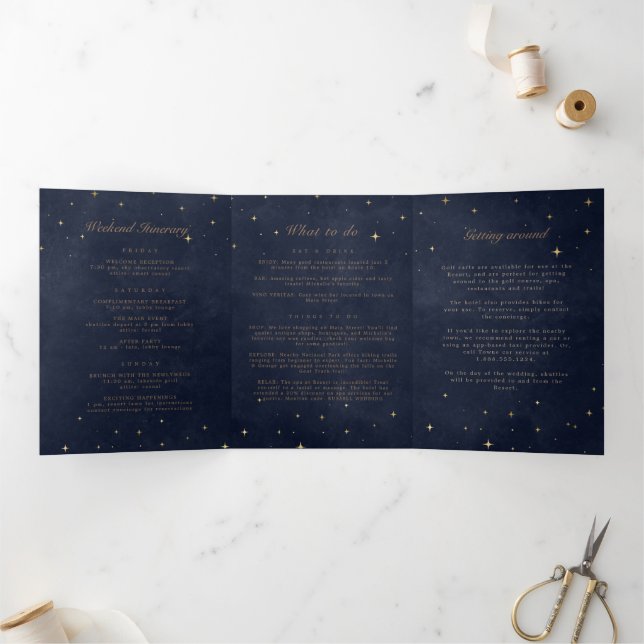 Celestial Gold Moon Folded Wedding Program (Inside)