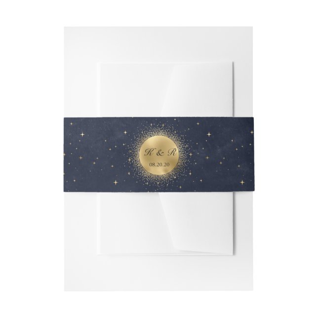 Celestial Gold Moon Midnight Wedding Belly Band (Front Example)