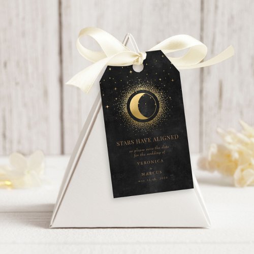 Celestial Gold Moon Save the Date Photo Gift Tags