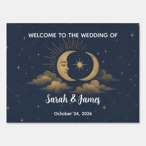 Celestial Gold Moon Starry Night Wedding Welcome 