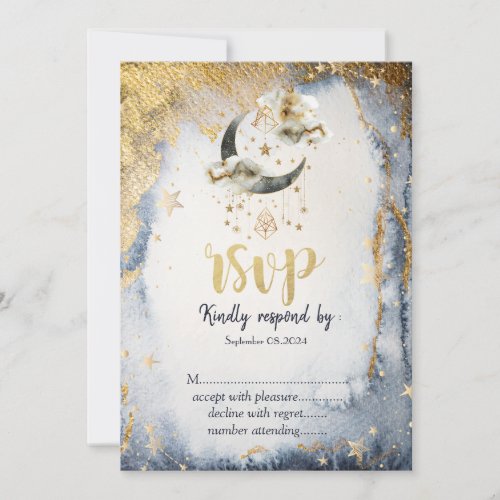 Celestial Gold Moon Stars Invitation