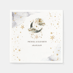 Celestial Gold Moon Stars Napkins