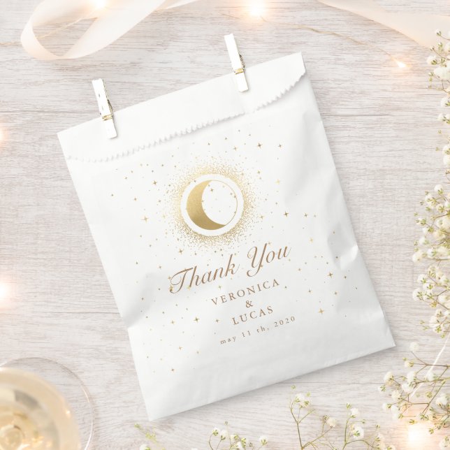 Celestial Gold Moon Wedding Thank You Favor Bag (Clipped)