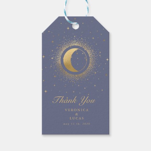 celestial gold moon Wedding Thank You Gift Tags