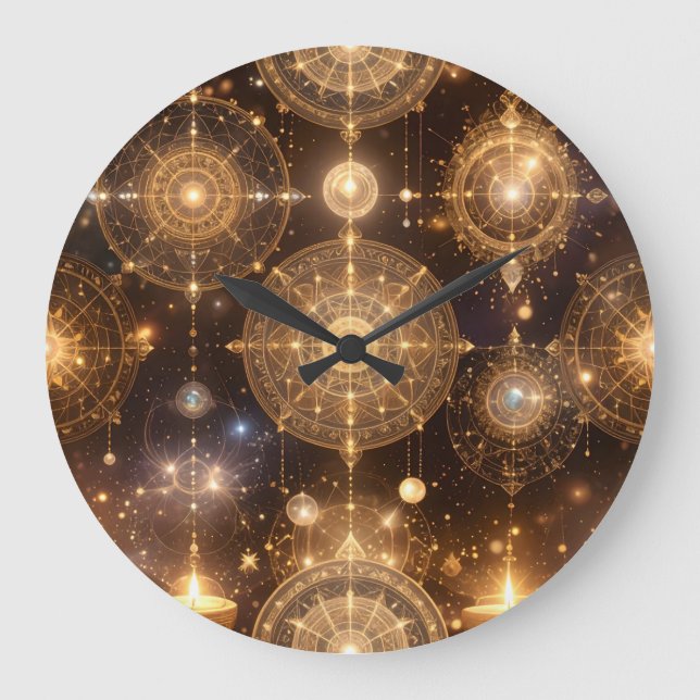 Celestial Gold Ornate Pattern Wall Clock (Front)