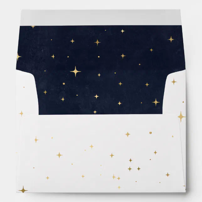 Celestial Gold Pre-Addressed Wedding Envelope | Zazzle