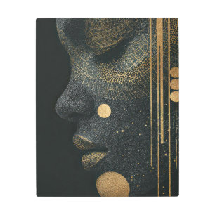 Celestial Gold Profile Abstract Face Metal Art Pri