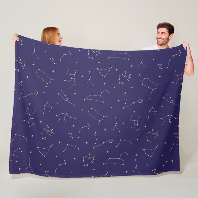 Celestial Gold Star Solareclipse Theme  Fleece Blanket (In Situ)