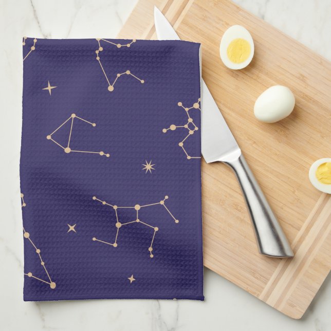 Celestial Gold Star Solareclipse Theme  Kitchen Towel (Quarter Fold)