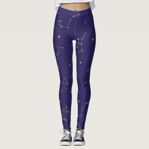 Celestial Gold Star Solareclipse Theme Leggings