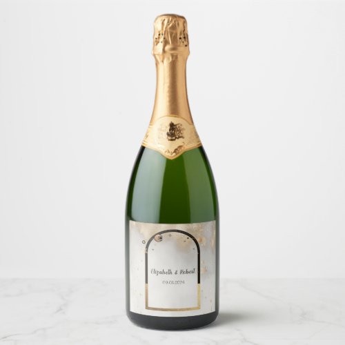 Celestial Gold Star Sun And Moon Galaxy  Sparkling Wine Label