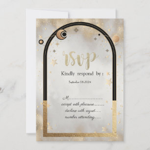 Celestial Gold Star Sun Moon Galaxy RSVP Invitation