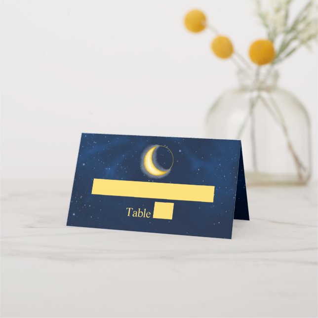Celestial Gold Stars Midnight Blue Romantic Place  Place Card (Front)