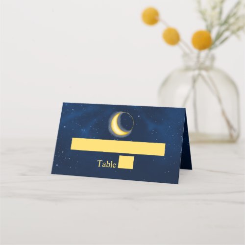 Celestial Gold Stars Midnight Blue Romantic Place  Place Card