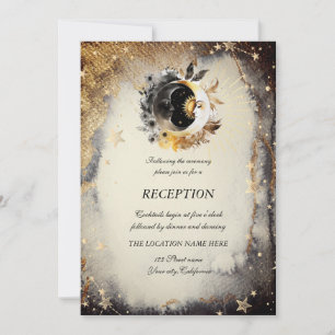 Celestial Gold Stars Moons Dark Invitation