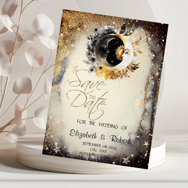 Celestial Gold Stars Moons Dark Save The Date (Creator Uploaded)