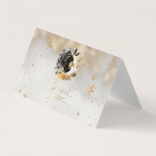 Celestial Gold Stars Moons Flowers Business Card