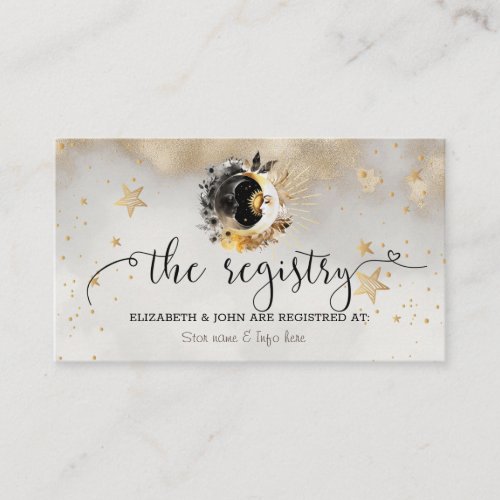 Celestial Gold Stars Moons Flowers Enclosure Card