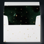 Celestial Gold Stars Pre-Addressed Wedding Envelope<br><div class="desc">Our "Celestial Emerald Gold" collection features a beautiful crescent moon with gold stars in various designs on a velvety emerald green background paired with elegant fonts. Easy to you to customize and you can choose among many items from this collection in our store.</div>