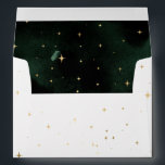 Celestial Gold Stars Pre-Addressed Wedding Envelope<br><div class="desc">Our "Celestial Emerald Gold" collection features a beautiful crescent moon with gold stars in various designs on a velvety emerald green background paired with elegant fonts. Easy to you to customize and you can choose among many items from this collection in our store.</div>
