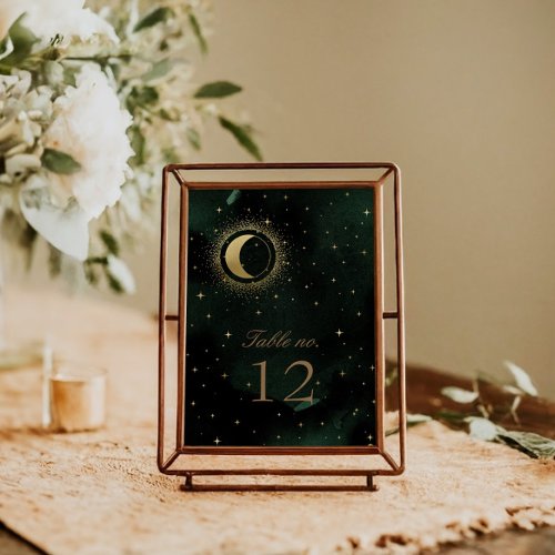 Celestial Gold Stars Wedding Table Number