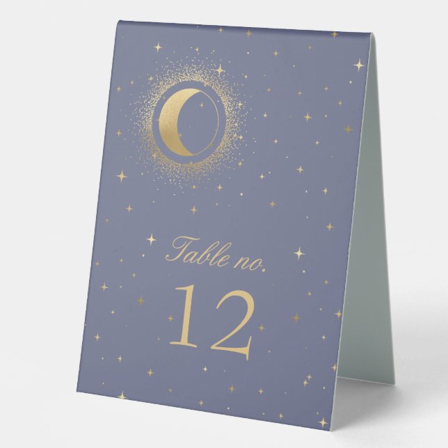 celestial gold stars wedding table number table te table tent (Front)