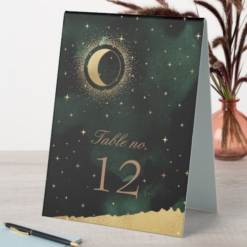 Celestial Gold Stars Wedding Table Number Table Tent Sign