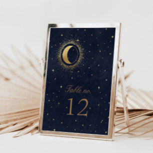 Celestial Gold Stars Wedding Table Number Tent