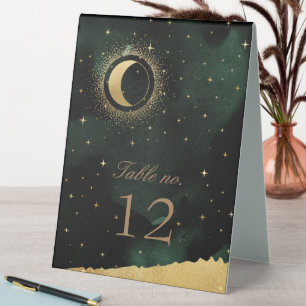 Celestial Gold Stars Wedding Table Number Tent