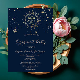 Celestial Gold Sun And Moon Invitation
