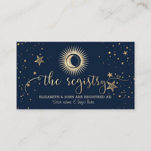 Celestial Gold Sun And Moon Stars Enclosure Card