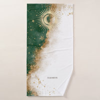 Celestial Gold Sun And Moon Stars Green