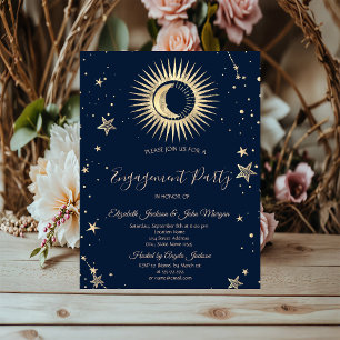 Celestial Gold Sun And Moon Stars Invitation