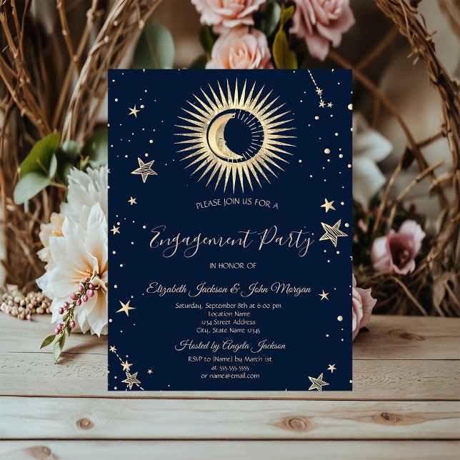 Celestial Gold Sun And Moon Stars Invitation (Creator Uploaded)