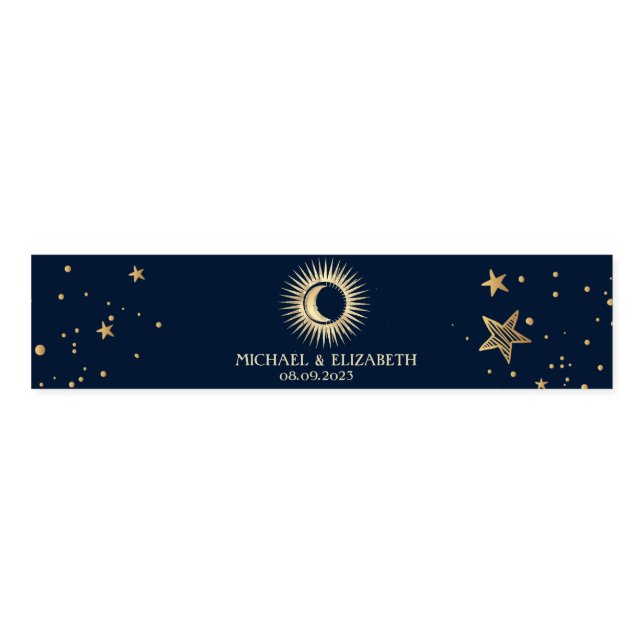 Celestial Gold Sun And Moon Stars Napkin Bands (Unfolded)