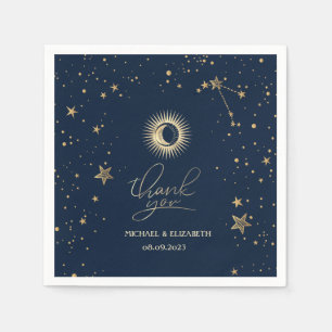 Celestial Gold Sun And Moon Stars Napkins