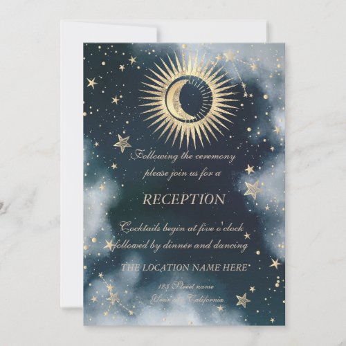 Celestial Gold Sun And Moon Stars Night Sky Invitation