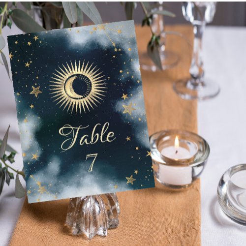 Celestial Gold Sun And Moon Stars Night Sky Invitation