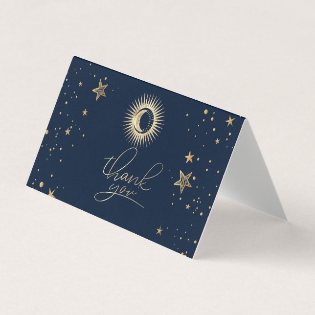 Celestial Gold Sun And Moon Stars Thank You Card (Front)