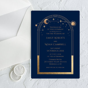 Celestial Gold Sun Moon Astronomy Wedding Acrylic Invitations