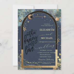 Celestial Gold Sun Moon Glitter Stars Wedding Invitation