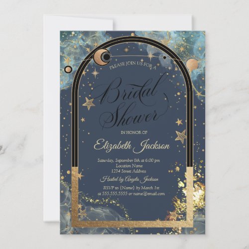 Celestial Gold Sun Moon Gold Glitter Bridal Shower Invitation