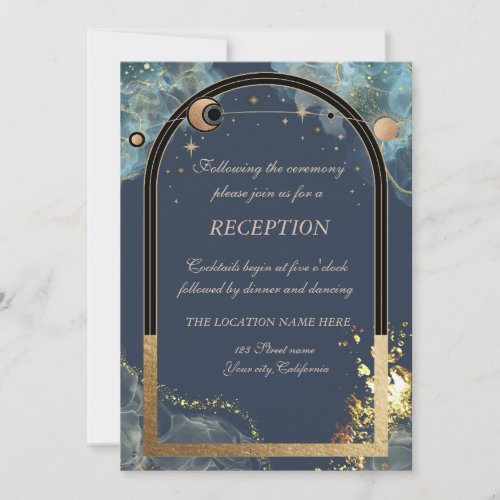 Celestial Gold Sun  Moon Gold Glitter Invitation