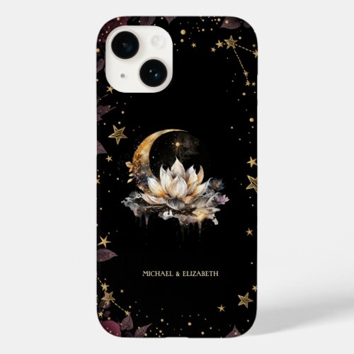 Celestial Gold SunMoon Lotus Stars  Case_Mate iPhone 14 Case