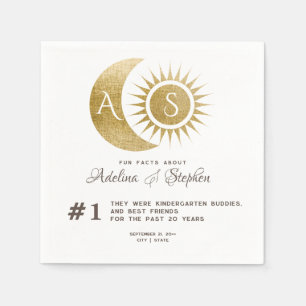 Celestial Gold Sun Moon Monogram Crest Fun Facts Napkins